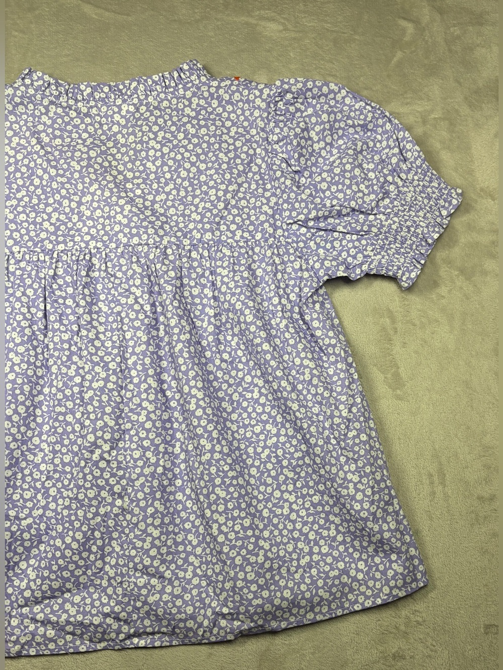 NWT THML Floral Embroidered Purple Orange White Short Puff Sleeve Blouse Small - Picture 10 of 14
